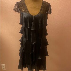 Elegant Black Lace Tiered Dress